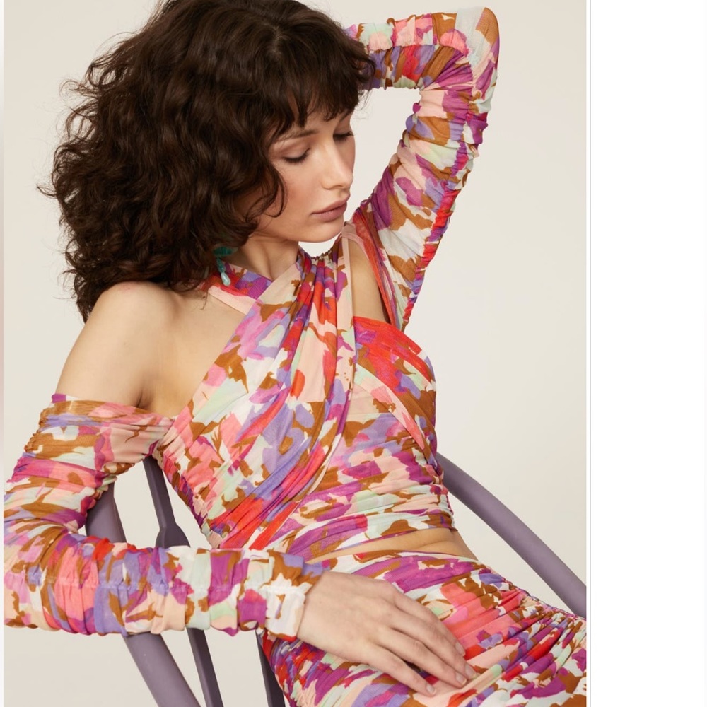 Nicholas asymmetrical floral top